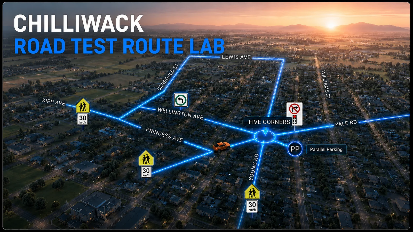 Chilliwack Road Test Route Lab featured map preview